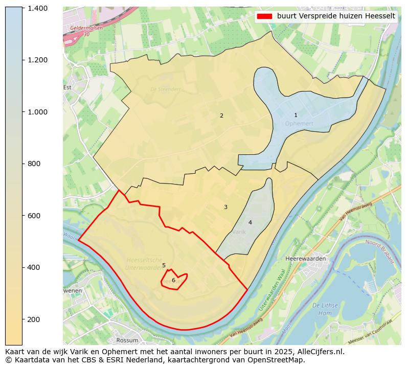 Afbeelding van de buurt Verspreide huizen Heesselt op de kaart.