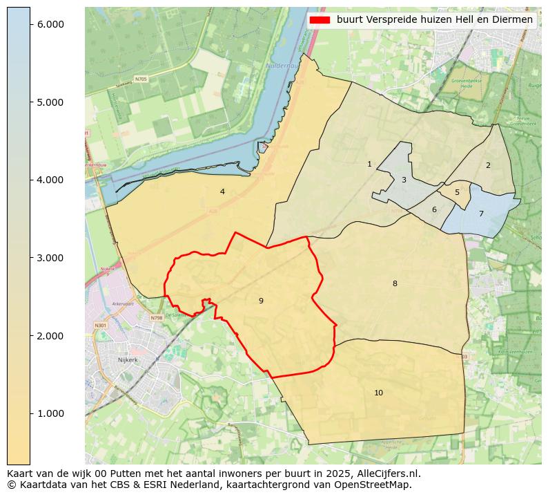 Afbeelding van de buurt Verspreide huizen Hell en Diermen op de kaart.