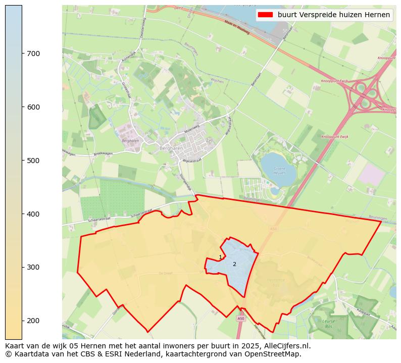 Afbeelding van de buurt Verspreide huizen Hernen op de kaart.