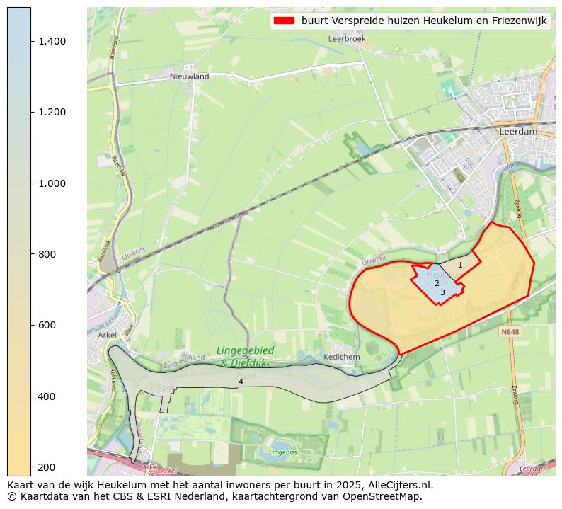 Afbeelding van de buurt Verspreide huizen Heukelum en Friezenwijk op de kaart.