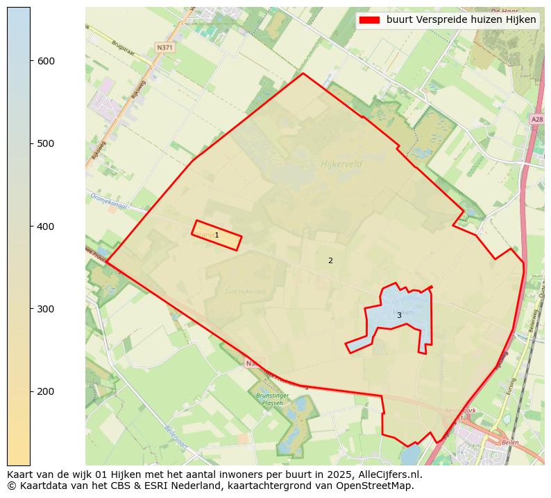 Afbeelding van de buurt Verspreide huizen Hijken op de kaart.