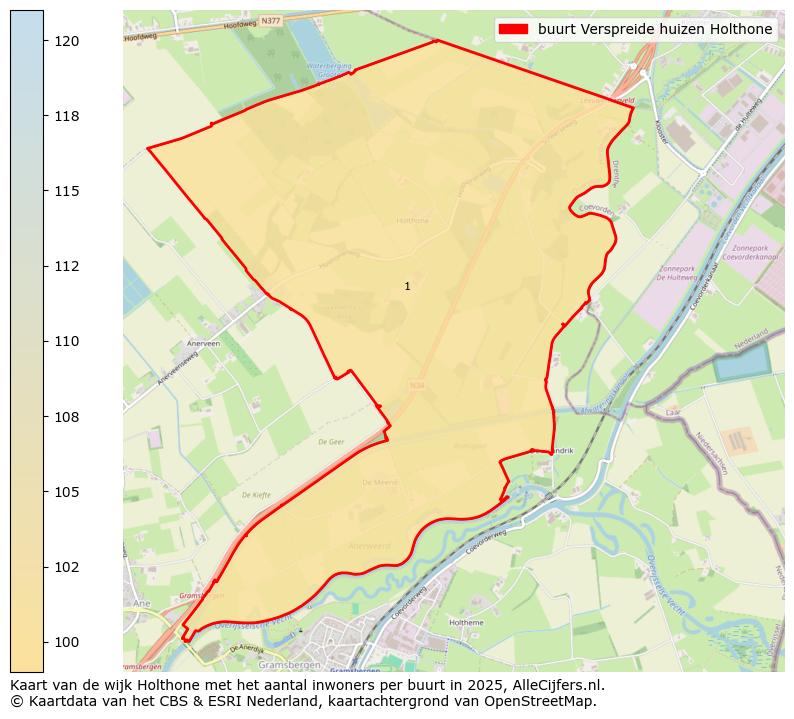 Afbeelding van de buurt Verspreide huizen Holthone op de kaart.