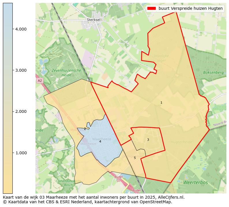 Afbeelding van de buurt Verspreide huizen Hugten op de kaart.