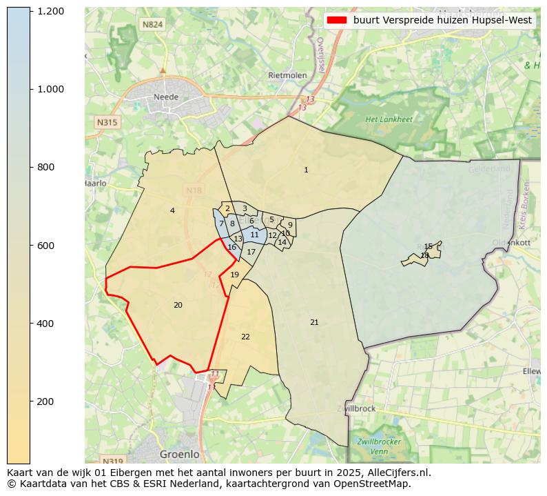 Afbeelding van de buurt Verspreide huizen Hupsel-West op de kaart.