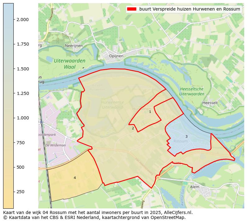 Afbeelding van de buurt Verspreide huizen Hurwenen en Rossum op de kaart.