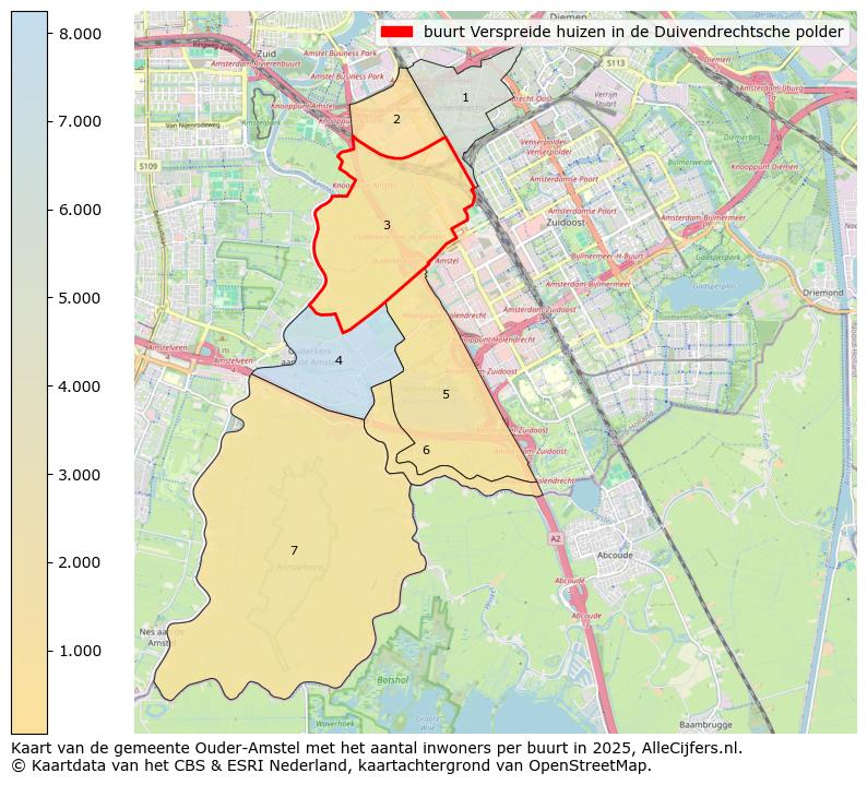 Afbeelding van de buurt Verspreide huizen in de Duivendrechtsche polder op de kaart.