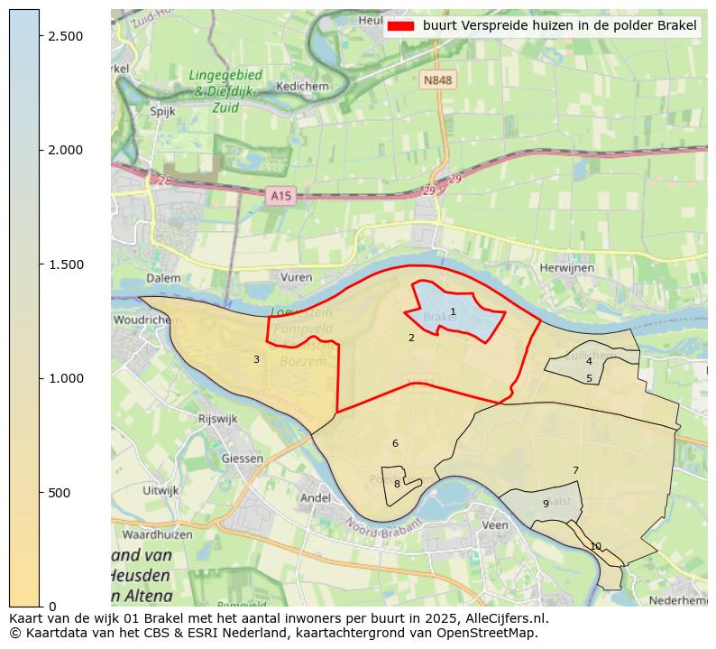 Afbeelding van de buurt Verspreide huizen in de polder Brakel op de kaart.