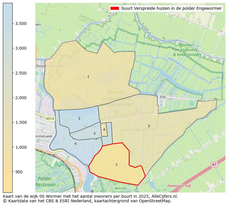 Afbeelding van de buurt Verspreide huizen in de polder Engewormer op de kaart.