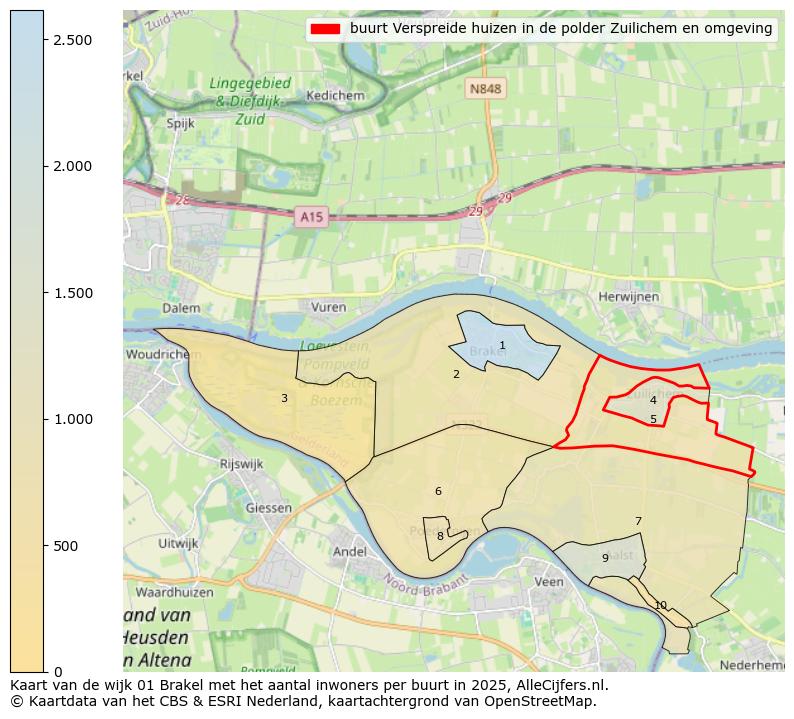 Afbeelding van de buurt Verspreide huizen in de polder Zuilichem en omgeving op de kaart.
