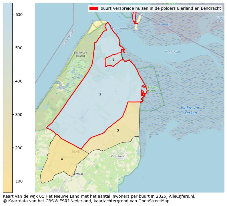 Afbeelding van de buurt Verspreide huizen in de polders Eierland en Eendracht op de kaart.