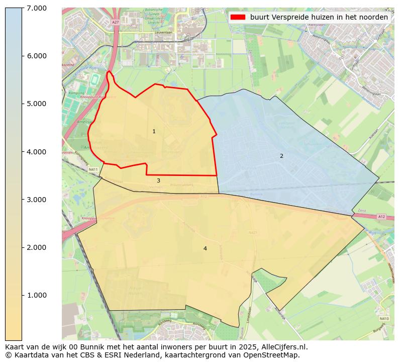 Afbeelding van de buurt Verspreide huizen in het noorden op de kaart.