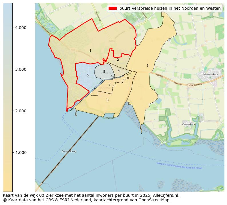 Afbeelding van de buurt Verspreide huizen in het Noorden en Westen op de kaart.