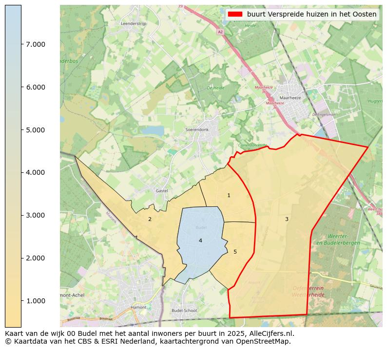 Afbeelding van de buurt Verspreide huizen in het Oosten op de kaart.
