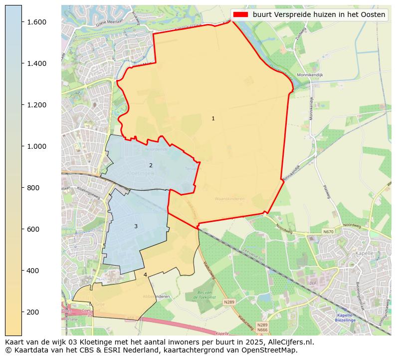 Afbeelding van de buurt Verspreide huizen in het Oosten op de kaart.