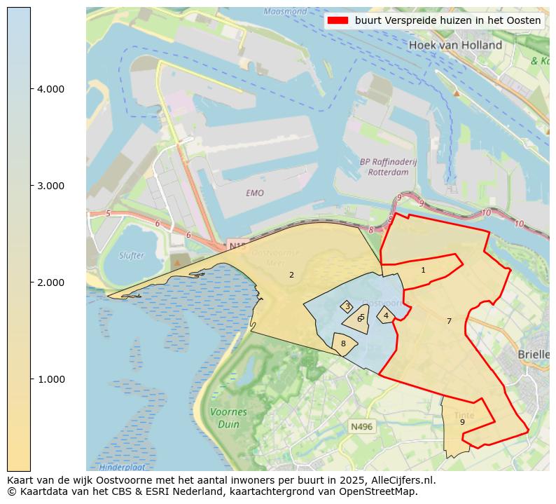 Afbeelding van de buurt Verspreide huizen in het Oosten op de kaart.