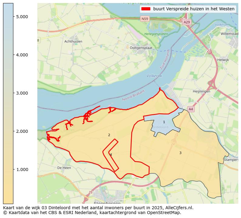 Afbeelding van de buurt Verspreide huizen in het Westen op de kaart.