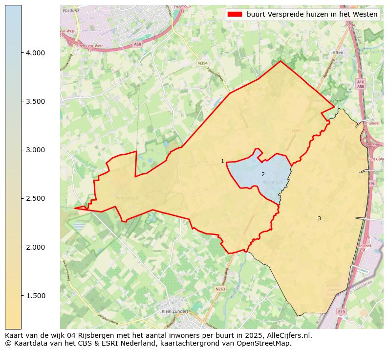 Afbeelding van de buurt Verspreide huizen in het Westen op de kaart.