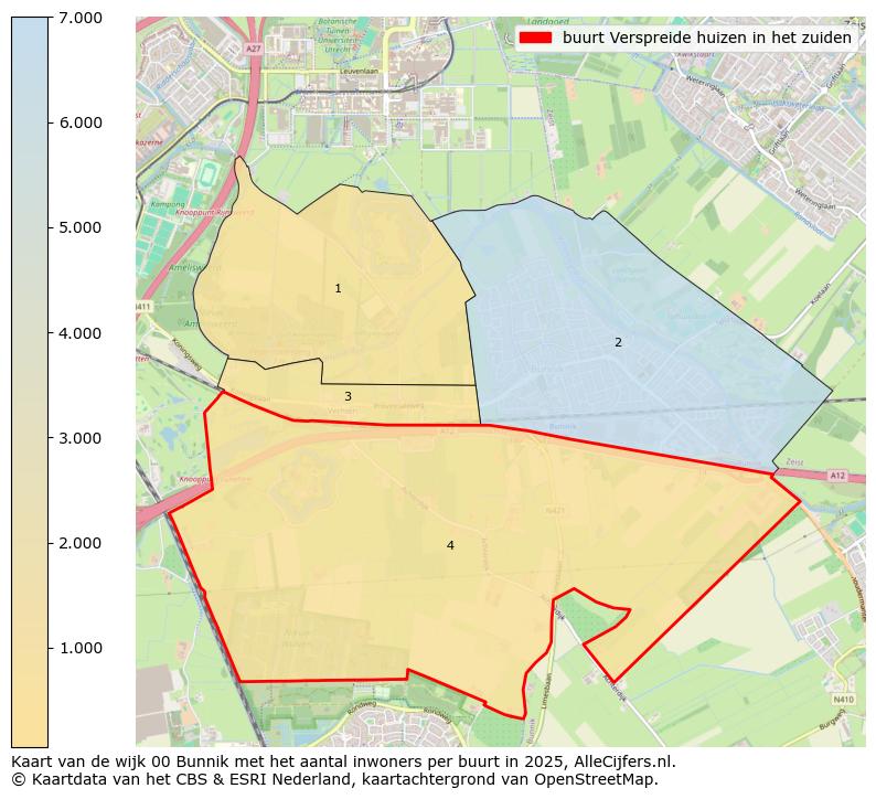Afbeelding van de buurt Verspreide huizen in het zuiden op de kaart.