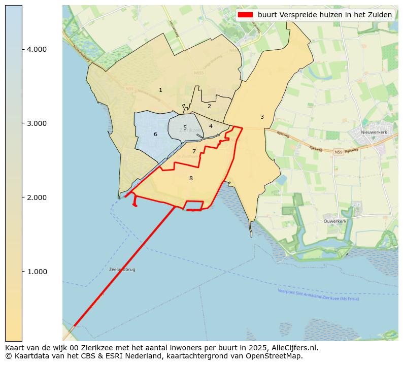 Afbeelding van de buurt Verspreide huizen in het Zuiden op de kaart.