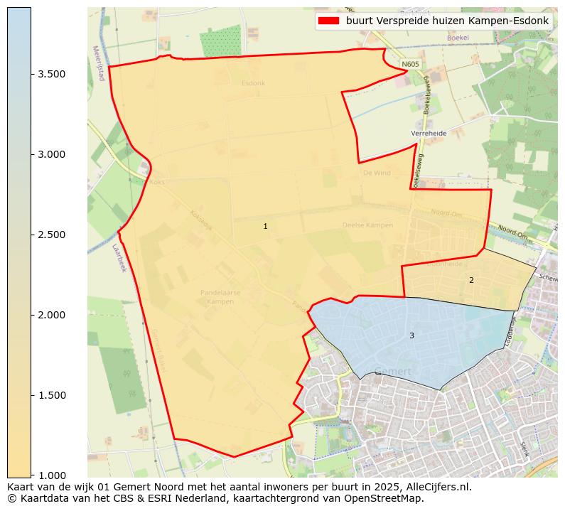 Afbeelding van de buurt Verspreide huizen Kampen-Esdonk op de kaart.