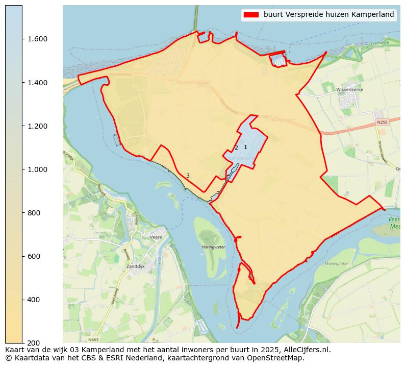 Afbeelding van de buurt Verspreide huizen Kamperland op de kaart.