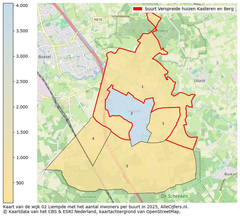 Afbeelding van de buurt Verspreide huizen Kasteren en Berg op de kaart.