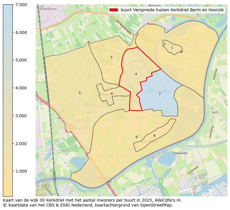 Afbeelding van de buurt Verspreide huizen Kerkdriel Berm en Hoorzik op de kaart.