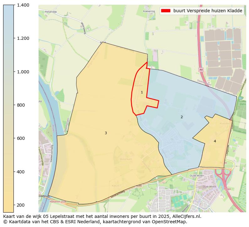 Afbeelding van de buurt Verspreide huizen Kladde op de kaart.