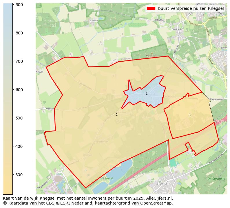Afbeelding van de buurt Verspreide huizen Knegsel op de kaart.