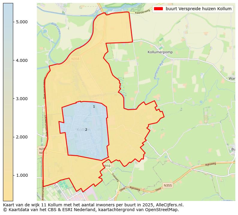 Afbeelding van de buurt Verspreide huizen Kollum op de kaart.