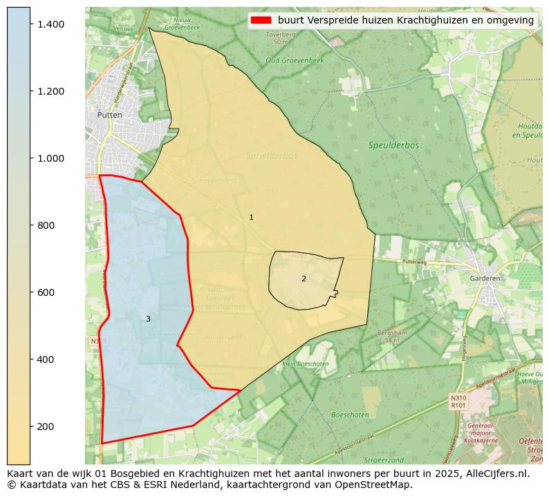 Afbeelding van de buurt Verspreide huizen Krachtighuizen en omgeving op de kaart.