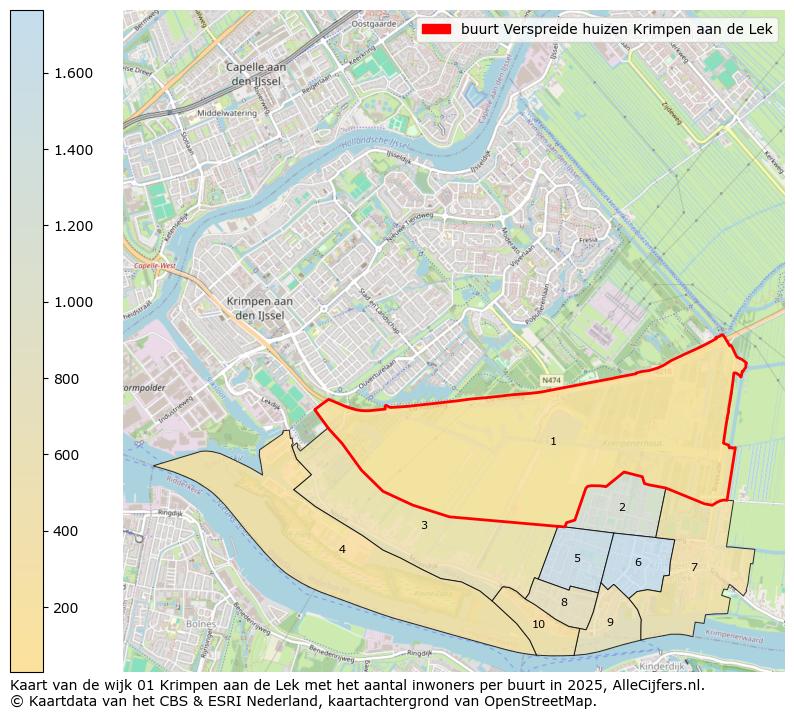 Afbeelding van de buurt Verspreide huizen Krimpen aan de Lek op de kaart.