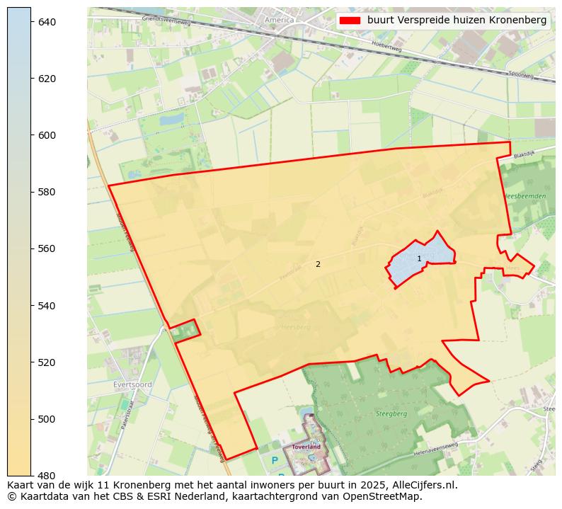 Afbeelding van de buurt Verspreide huizen Kronenberg op de kaart.