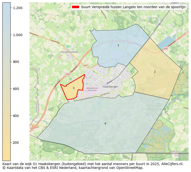 Afbeelding van de buurt Verspreide huizen Langelo ten noorden van de spoorlijn op de kaart.