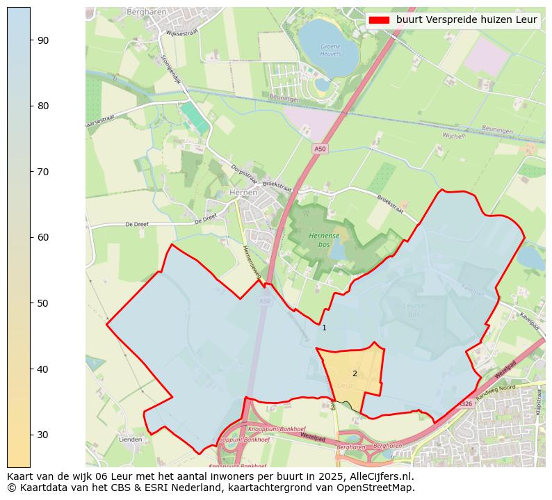 Afbeelding van de buurt Verspreide huizen Leur op de kaart.