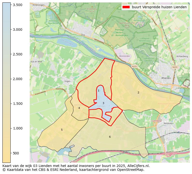 Afbeelding van de buurt Verspreide huizen Lienden op de kaart.