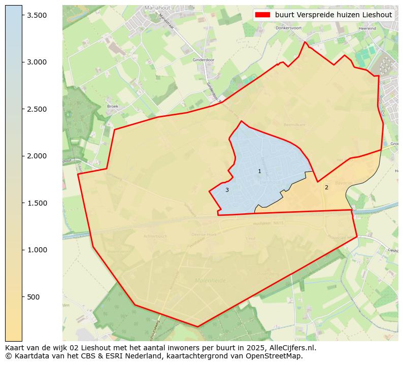 Afbeelding van de buurt Verspreide huizen Lieshout op de kaart.