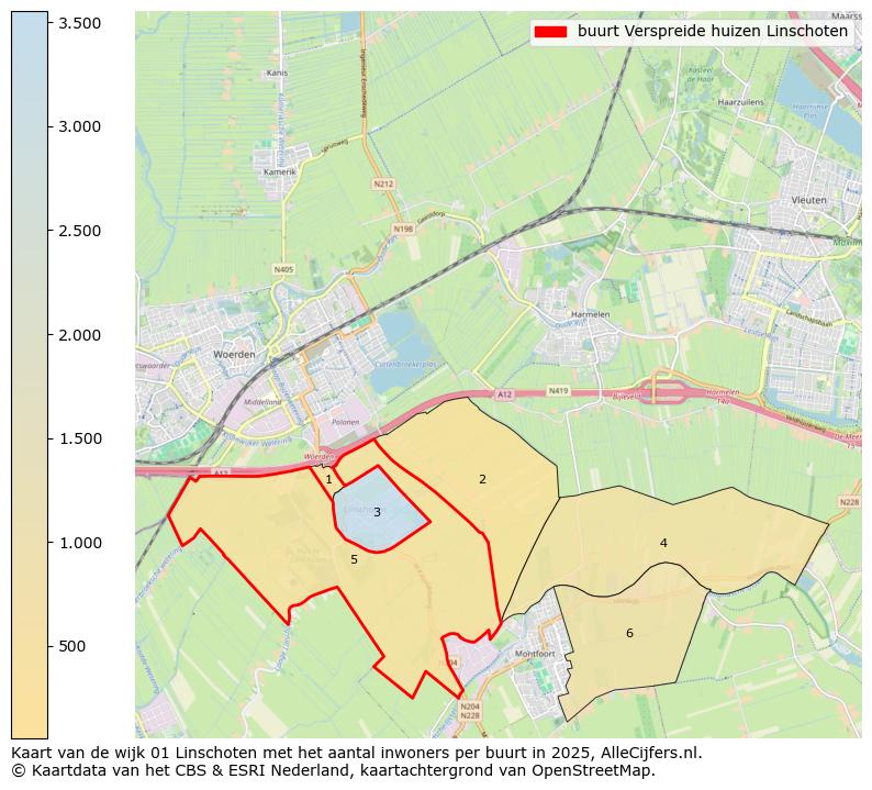 Afbeelding van de buurt Verspreide huizen Linschoten op de kaart.