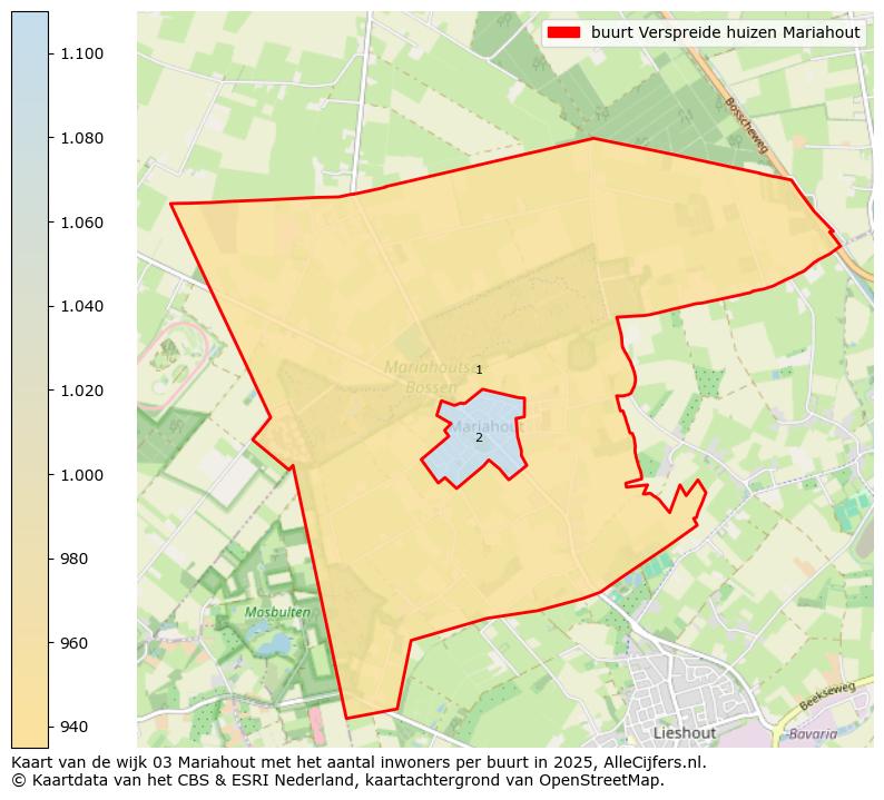 Afbeelding van de buurt Verspreide huizen Mariahout op de kaart.