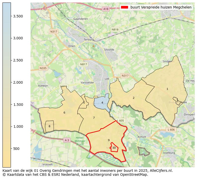 Afbeelding van de buurt Verspreide huizen Megchelen op de kaart.