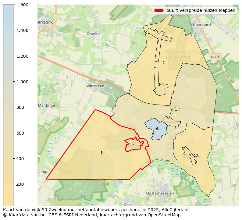 Afbeelding van de buurt Verspreide huizen Meppen op de kaart.