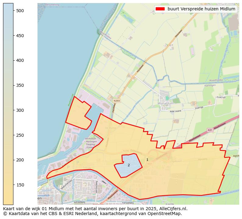 Afbeelding van de buurt Verspreide huizen Midlum op de kaart.