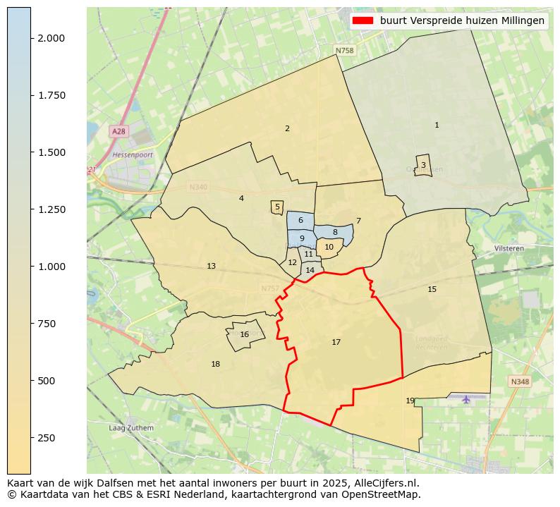 Afbeelding van de buurt Verspreide huizen Millingen op de kaart.
