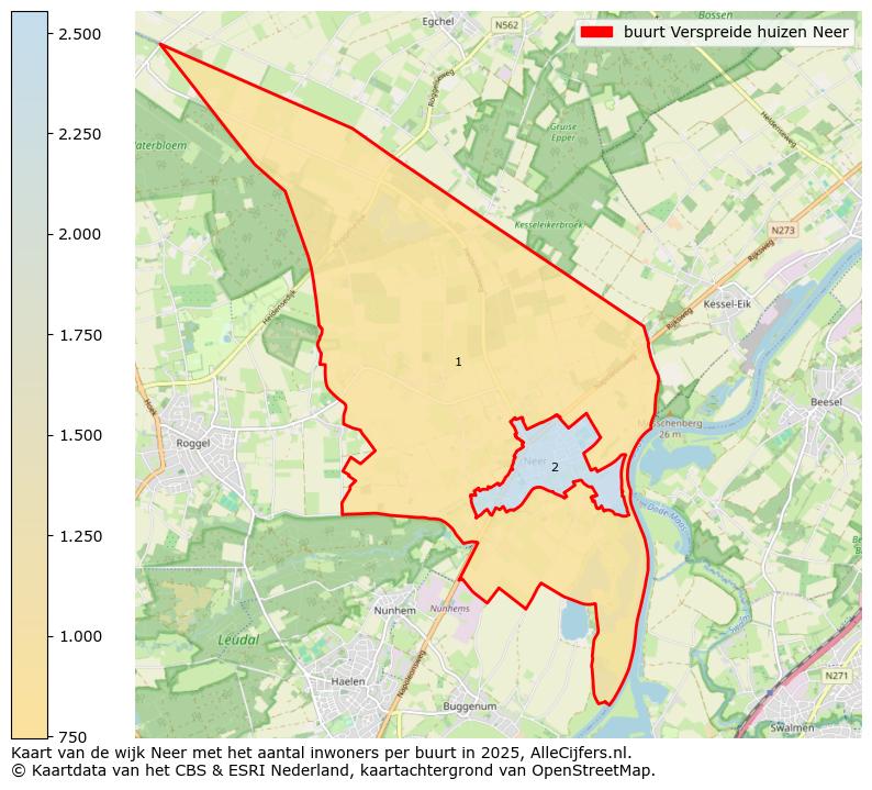 Afbeelding van de buurt Verspreide huizen Neer op de kaart.