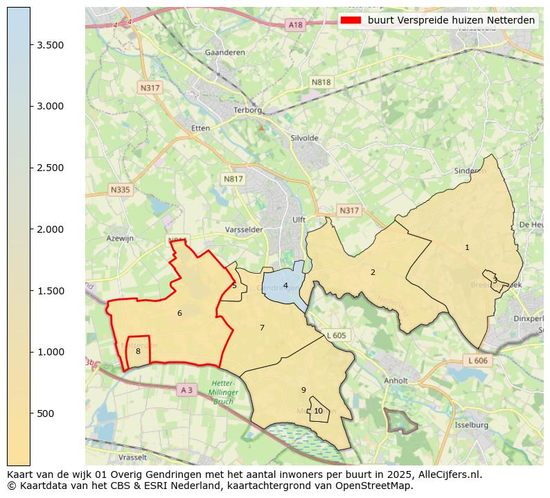 Afbeelding van de buurt Verspreide huizen Netterden op de kaart.