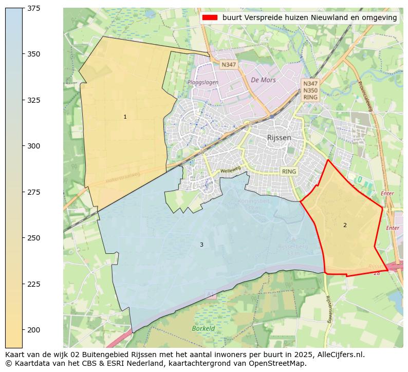 Afbeelding van de buurt Verspreide huizen Nieuwland en omgeving op de kaart.