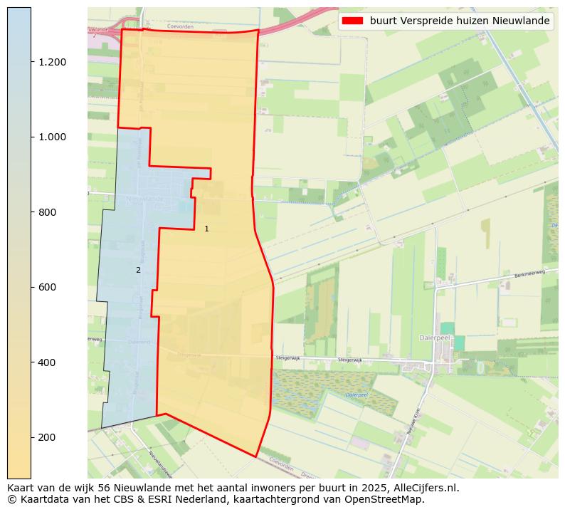 Afbeelding van de buurt Verspreide huizen Nieuwlande op de kaart.