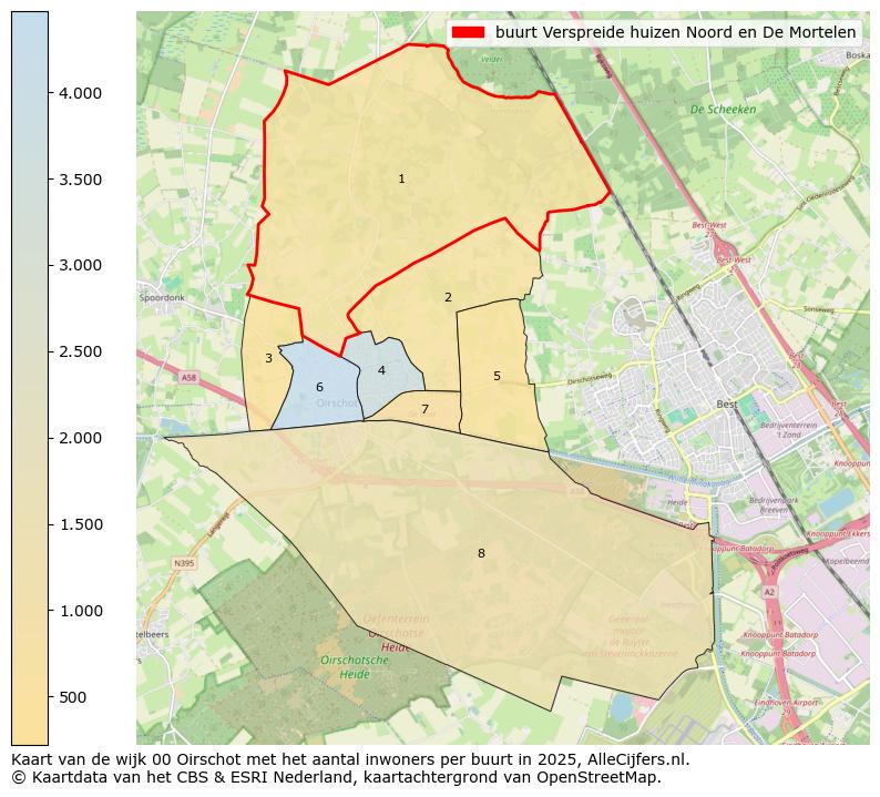 Afbeelding van de buurt Verspreide huizen Noord en De Mortelen op de kaart.