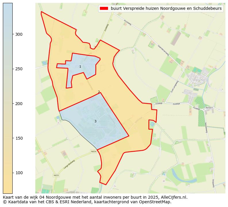 Afbeelding van de buurt Verspreide huizen Noordgouwe en Schuddebeurs op de kaart.