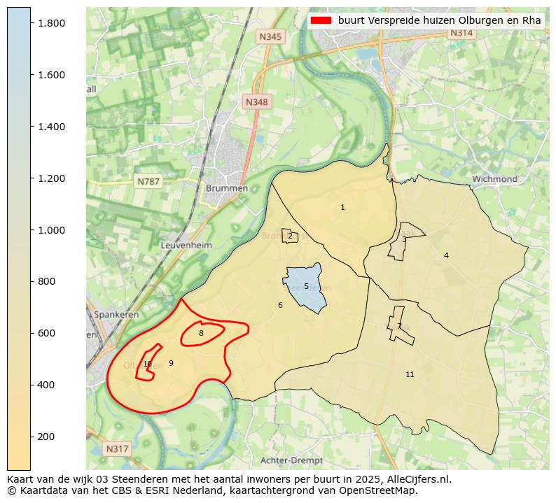 Afbeelding van de buurt Verspreide huizen Olburgen en Rha op de kaart.